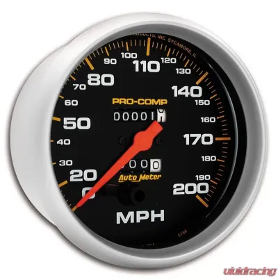 AutoMeter GAUGE; SPEEDOMETER; 5in.; 200MPH; MECHANICAL; PRO-COMP - 5156
