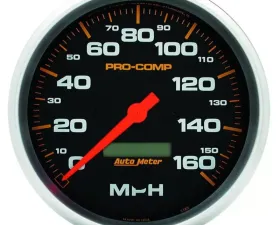 AutoMeter GAUGE; SPEEDO; 5in.; 160MPH; ELEC. PROGRAM W/LCD ODO; PRO-COMP