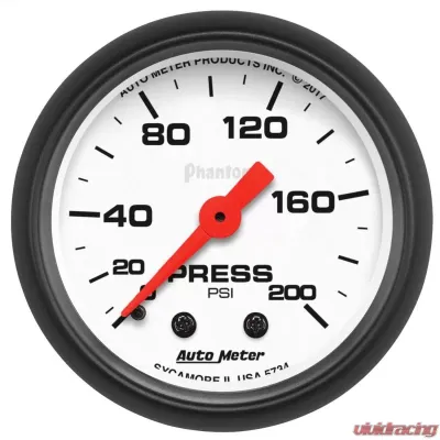 AutoMeter GAUGE; PRESSURE; 2 1/16in.; 200PSI; MECHANICAL; PHANTOM - 5734