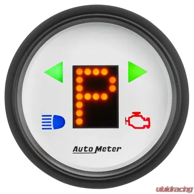 AutoMeter GAUGE; GEAR POS; 2 1/16in.; INCL INDICATORS; WHITE DIAL; RED LED; BLACK BEZEL - 5759