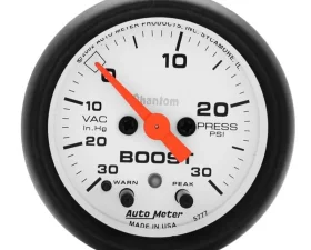 AutoMeter GAUGE; VAC/BOOST; 2 1/16in.; 30INHG-30PSI; STEPPER MOTOR W/PEAK/WARN; PHANTOM