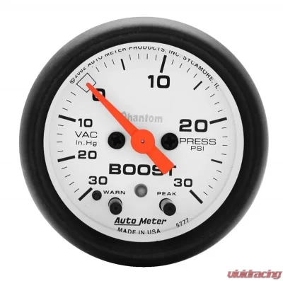 AutoMeter GAUGE; VAC/BOOST; 2 1/16in.; 30INHG-30PSI; STEPPER MOTOR W/PEAK/WARN; PHANTOM - 5777