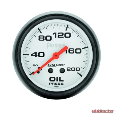 AutoMeter GAUGE; OIL PRESSURE; 2 5/8in.; 200PSI; MECHANICAL; PHANTOM - 5822