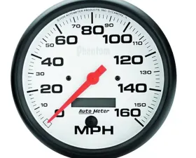 AutoMeter GAUGE; SPEEDO; 5in.; 160MPH; ELEC. PROGRAM W/LCD ODO; PHANTOM