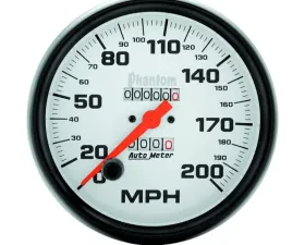 AutoMeter GAUGE; SPEEDOMETER; 5in.; 200MPH; MECHANICAL; PHANTOM