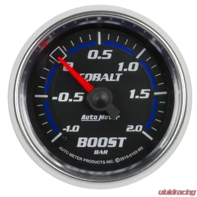 AutoMeter GAUGE; VAC/BOOST; 2 1/16in.;-1-+2 BAR; MECHANICAL; COBALT - 6103-M2