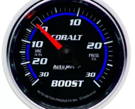 AutoMeter GAUGE; VAC/BOOST; 2 1/16in.; 30INHG-30PSI; MECHANICAL; COBALT