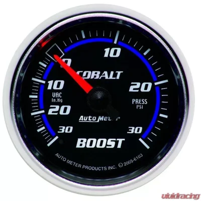 AutoMeter GAUGE; VAC/BOOST; 2 1/16in.; 30INHG-30PSI; MECHANICAL; COBALT - 6103