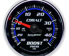 AutoMeter GAUGE; VAC/BOOST; 2 1/16in.; 30INHG-45PSI; MECHANICAL; COBALT