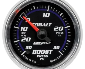 AutoMeter GAUGE; VAC/BOOST; 2 1/16in.; 30INHG-30PSI; DIGITAL STEPPER MOTOR; COBALT