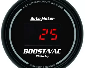 AutoMeter GAUGE; VAC/BOOST; 2 1/16in.; 30INHG-30PSI; DIGITAL; BLACK DIAL W/RED LED