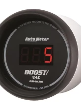 AutoMeter GAUGE; VAC/BOOST; 2 1/16in.; 30INHG-30PSI; DIGITAL; BLACK DIAL W/RED LED                                     - 6359 - Image 2