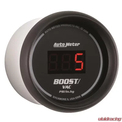 AutoMeter GAUGE; VAC/BOOST; 2 1/16in.; 30INHG-30PSI; DIGITAL; BLACK DIAL W/RED LED - 6359