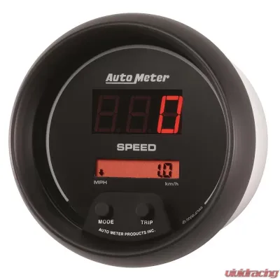 AutoMeter GAUGE; SPEEDO; 3 3/8in.; 260MPH/260KM/H; ELEC PROGRAM; DIGITAL; BLACK W/RED LED - 6388