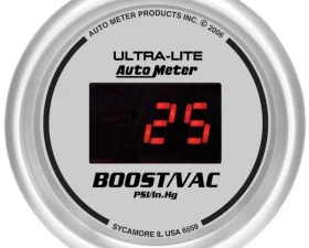 AutoMeter GAUGE; VAC/BOOST; 2 1/16in.; 30INHG-30PSI; DIGITAL; SILVER DIAL W/RED LED