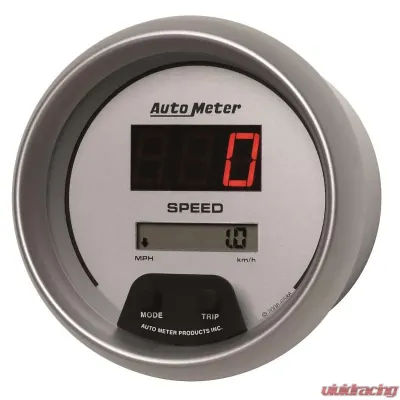 AutoMeter GAUGE; SPEEDO; 3 3/8in.; 260MPH/260KM/H; ELEC PROGRAM; DIGITAL; SLVR W/RED LED - 6588