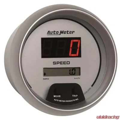 AutoMeter GAUGE; SPEEDO; 3 3/8in.; 260MPH/260KM/H; ELEC PROGRAM; DIGITAL; SLVR W/RED LED - 6588