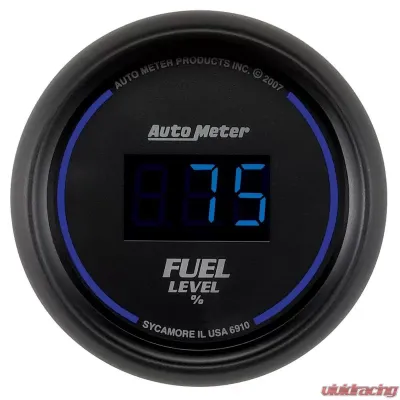 AutoMeter GAUGE; FUEL LEVEL; 2 1/16in.; 0-280O PROGRAMMABLE; DIGITAL; BLACK DIAL W/BLUE LE - 6910