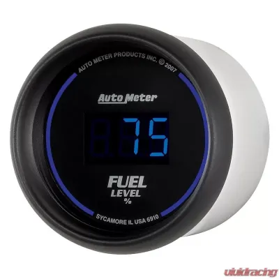 AutoMeter GAUGE; FUEL LEVEL; 2 1/16in.; 0-280O PROGRAMMABLE; DIGITAL; BLACK DIAL W/BLUE LE - 6910