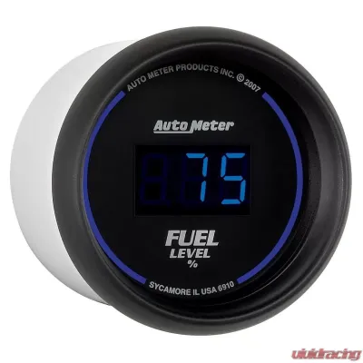 AutoMeter GAUGE; FUEL LEVEL; 2 1/16in.; 0-280O PROGRAMMABLE; DIGITAL; BLACK DIAL W/BLUE LE - 6910