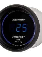 AutoMeter GAUGE; VAC/BOOST; 2 1/16in.; 30INHG-30PSI; DIGITAL; BLACK DIAL W/BLUE LED                                     - 6959 - Image 2