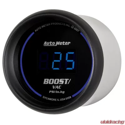 AutoMeter GAUGE; VAC/BOOST; 2 1/16in.; 30INHG-30PSI; DIGITAL; BLACK DIAL W/BLUE LED - 6959