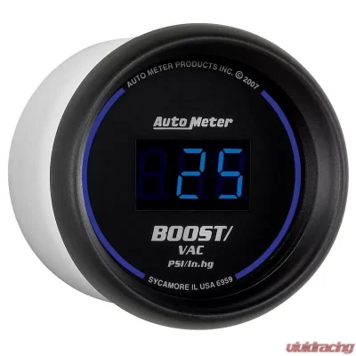 AutoMeter GAUGE; VAC/BOOST; 2 1/16in.; 30INHG-30PSI; DIGITAL; BLACK DIAL W/BLUE LED - 6959