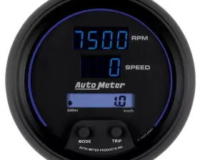 AutoMeter GAUGE; TACH/SPEEDO; 3 3/8in.; 260MPH/260KMH/10KRPM; PRGRAM; DIGITAL; BK W/BLU LE
