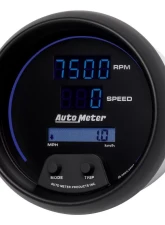 AutoMeter GAUGE; TACH/SPEEDO; 3 3/8in.; 260MPH/260KMH/10KRPM; PRGRAM; DIGITAL; BK W/BLU LE                                     - 6987 - Image 2