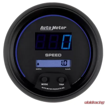 AutoMeter GAUGE; SPEEDO; 3 3/8in.; 260MPH/260KM/H; ELEC PROGRAM; DIGITAL; BLACK W/BLU LED - 6988