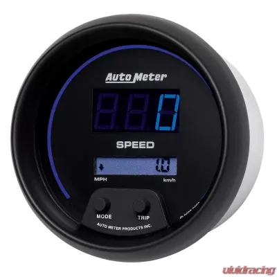 AutoMeter GAUGE; SPEEDO; 3 3/8in.; 260MPH/260KM/H; ELEC PROGRAM; DIGITAL; BLACK W/BLU LED - 6988