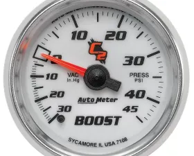AutoMeter GAUGE; VAC/BOOST; 2 1/16in.; 30INHG-45PSI; MECHANICAL; C2