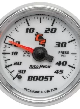AutoMeter GAUGE; VAC/BOOST; 2 1/16in.; 30INHG-45PSI; MECHANICAL; C2                                     - 7108 - Image 4