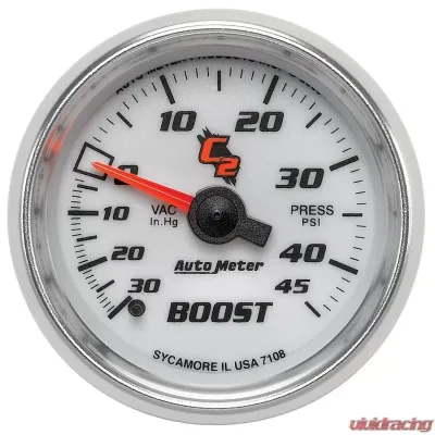 AutoMeter GAUGE; VAC/BOOST; 2 1/16in.; 30INHG-45PSI; MECHANICAL; C2 - 7108