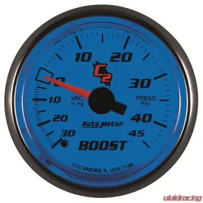 AutoMeter GAUGE; VAC/BOOST; 2 1/16in.; 30INHG-45PSI; MECHANICAL; C2 - 7108