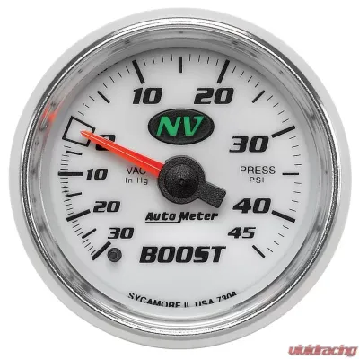 AutoMeter GAUGE; VAC/BOOST; 2 1/16in.; 30INHG-45PSI; MECHANICAL; NV - 7308