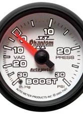 AutoMeter GAUGE; VAC/BOOST; 2 1/16in.; 30INHG-30PSI; MECHANICAL; PHANTOM II                                     - 7503 - Image 2