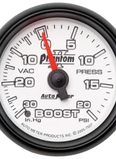 AutoMeter GAUGE; VAC/BOOST; 2 1/16in.; 30INHG-20PSI; MECHANICAL; PHANTOM II                                     - 7507 - Image 2