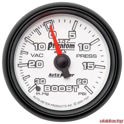 AutoMeter GAUGE; VAC/BOOST; 2 1/16in.; 30INHG-20PSI; MECHANICAL; PHANTOM II - 7507