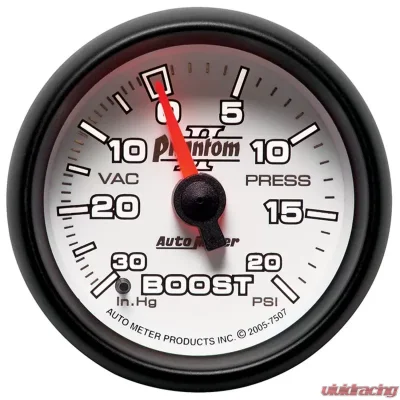 AutoMeter GAUGE; VAC/BOOST; 2 1/16in.; 30INHG-20PSI; MECHANICAL; PHANTOM II - 7507