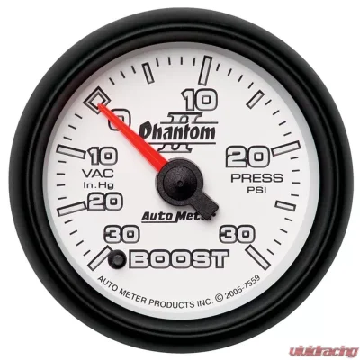 AutoMeter GAUGE; VAC/BOOST; 2 1/16in.; 30INHG-30PSI; DIGITAL STEPPER MOTOR; PHANTOM II - 7559