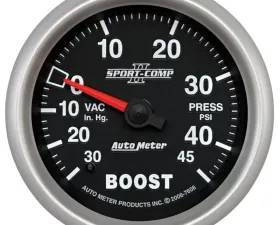 AutoMeter GAUGE; VAC/BOOST; 2 5/8in.; 30INHG-45PSI; MECHANICAL; SPORT-COMP II
