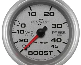 AutoMeter GAUGE; VAC/BOOST; 2 5/8in.; 30INHG-45PSI; MECHANICAL; ULTRA-LITE II