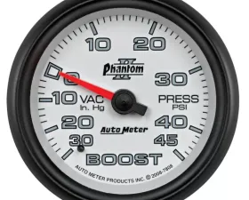 AutoMeter GAUGE; VAC/BOOST; 2 5/8in.; 30INHG-45PSI; MECHANICAL; PHANTOM II