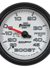 AutoMeter GAUGE; VAC/BOOST; 2 5/8in.; 30INHG-45PSI; MECHANICAL; PHANTOM II                                     - 7808 - Image 6