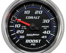 AutoMeter GAUGE; VAC/BOOST; 2 5/8in.; 30INHG-45PSI; MECHANICAL; COBALT