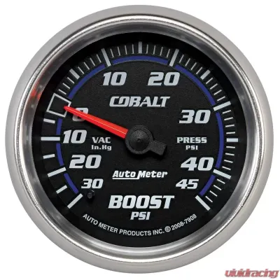 AutoMeter GAUGE; VAC/BOOST; 2 5/8in.; 30INHG-45PSI; MECHANICAL; COBALT - 7908