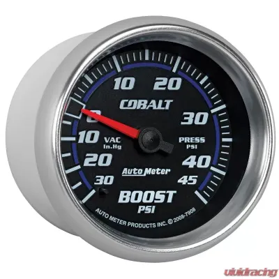 AutoMeter GAUGE; VAC/BOOST; 2 5/8in.; 30INHG-45PSI; MECHANICAL; COBALT - 7908