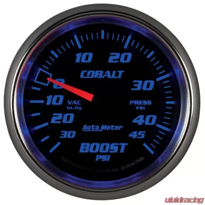 AutoMeter GAUGE; VAC/BOOST; 2 5/8in.; 30INHG-45PSI; MECHANICAL; COBALT - 7908