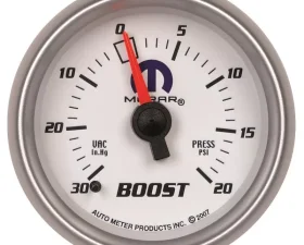 AutoMeter GAUGE; VAC/BOOST; 2 1/16in.; 30INHG-20PSI; MECHANICAL; WHITE; MOPAR